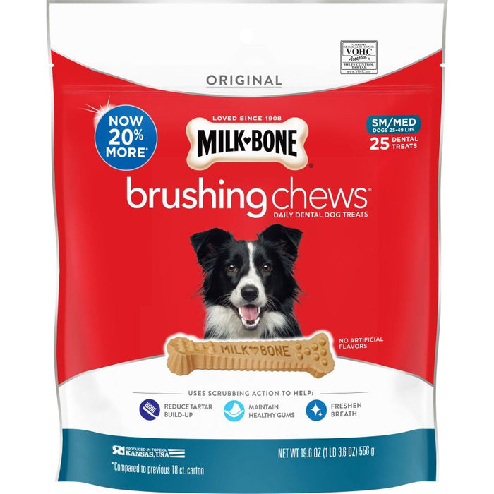 Milk-Bone Brushing Chews Dog Treat Original, 1ea/SM/MD, 25-49 lb, 25 ct