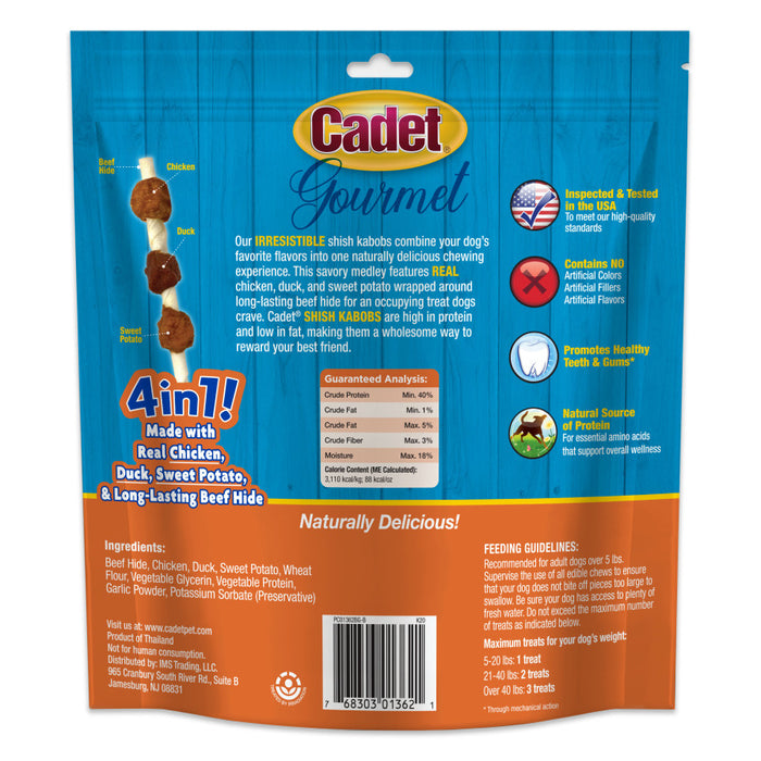 Cadet Gourmet Beef Hide Shish Kabob Dog Treats Beef Hide, 1ea/5 in (12 Oz.)