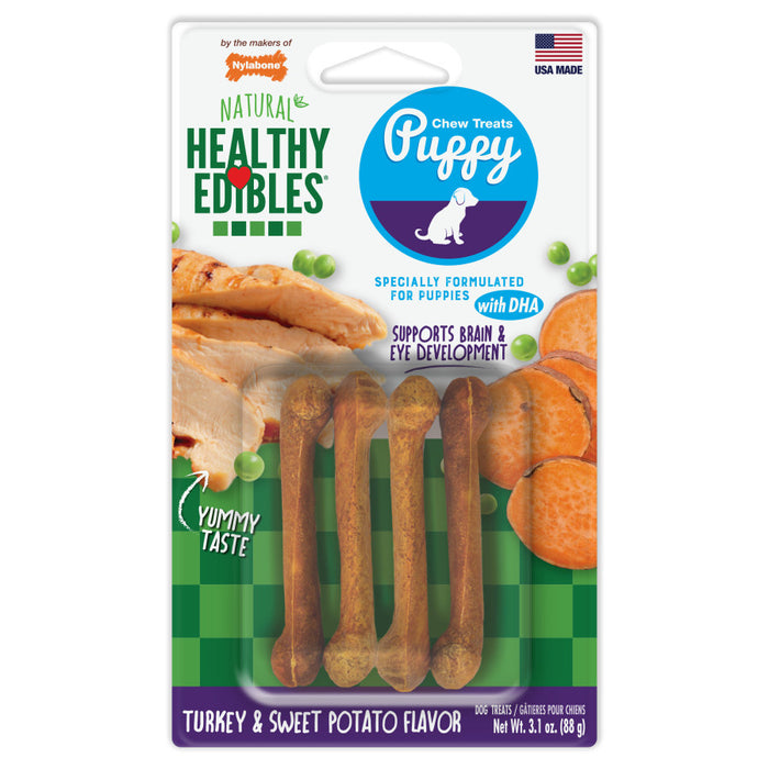 Nylabone Healthy Edibles Puppy Chew Treats Turkey & Sweet Potato, 1ea/XS - Up To 15 lb, 4 ct