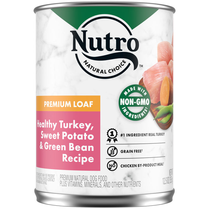 Nutro Products Premium Loaf Adult Wet Dog Food Turkey, Sweet Potato & Green Bean, 12ea/12.5 oz, 12 pk