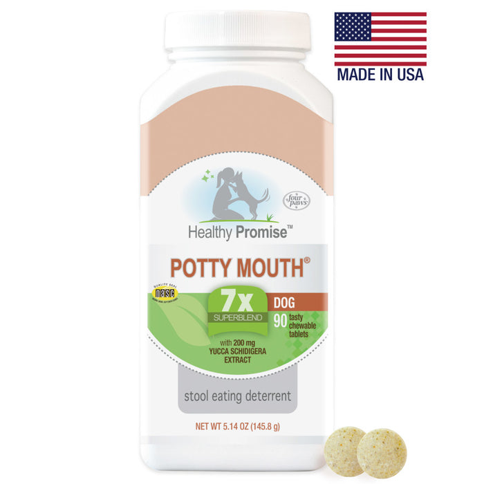 Four Paws Healthy Promise Potty Mouth Tablets - Coprophagia Stool Eating Deterrent for Dogs Potty Mouth, 1ea/90 ct