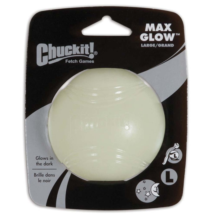 Chuckit! Max Glow Ball Dog Toy White, 1ea/LG