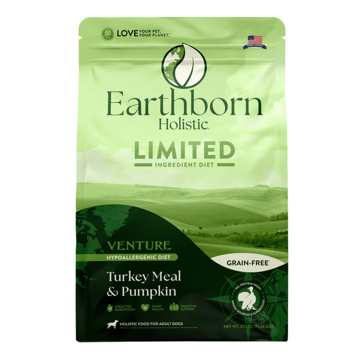 Earthborn Holistic Venture Limited Ingredient Diet Grain-Free Dry Dog Food Turkey Meal & Pumpkin, 1ea/25 lb