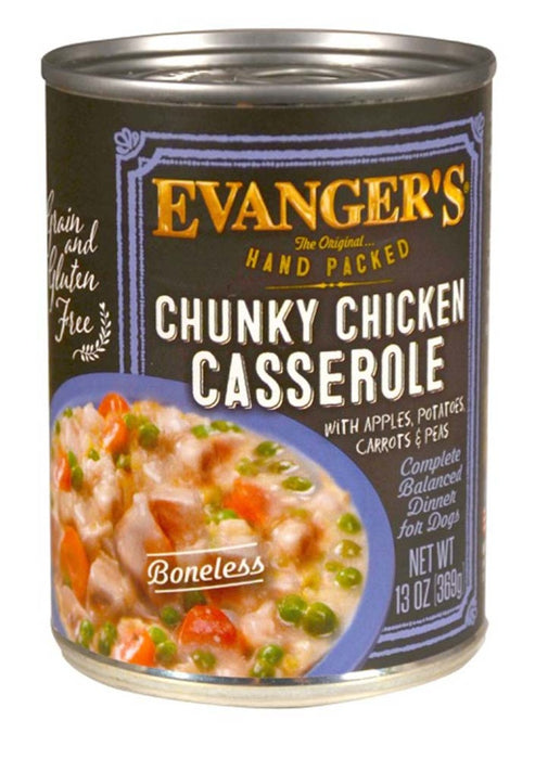 Evanger's Hand Packed Wet Dog Food Chunky Chicken Casserole, 12ea/12 oz, 12 pk