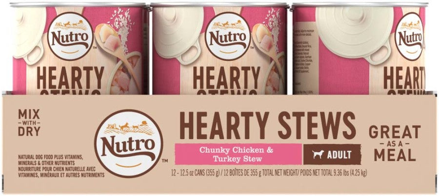 Nutro Products Large Breed Adult Wet Dog Food Chunky Chicken & Turkey Stew, 12ea/12.5 oz, 12 pk