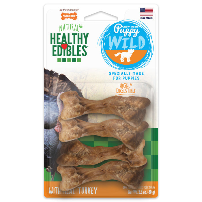 Nylabone Healthy Edibles WILD Puppy Natural Long Lasting Turkey Dog Chew Treats 1ea/SMall - Up To 25 lb, 4 ct