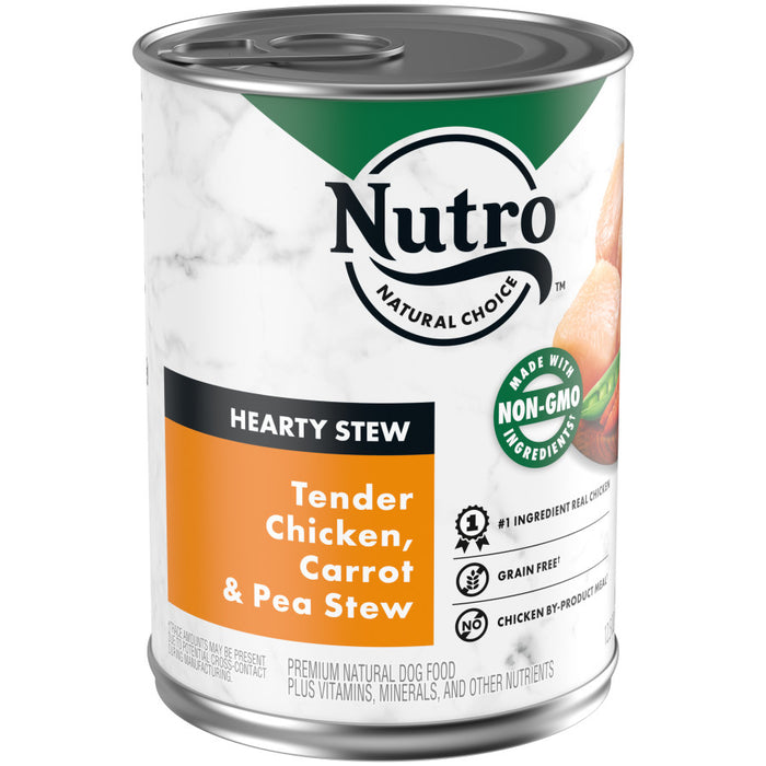 Nutro Products Hearty Stew Cuts in Gravy Adult Wet Dog Food Tender Chicken, Carrot & Pea Stew, 12ea/12.5 oz, 12 pk